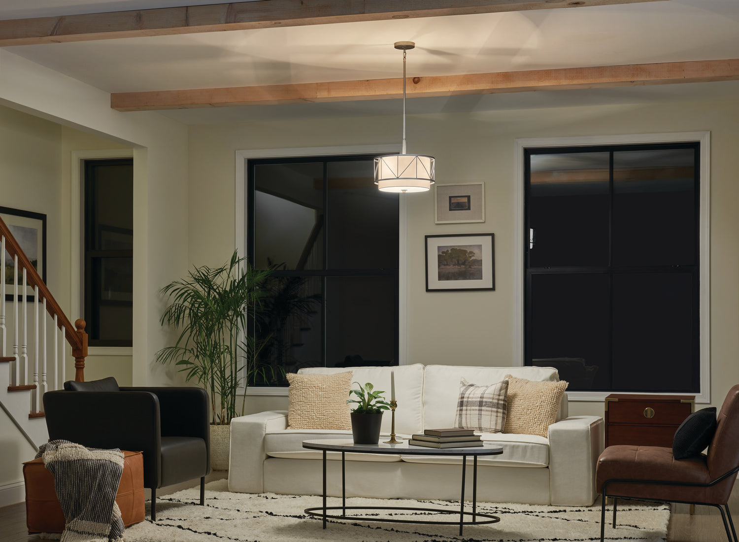 Kichler - 52074SN - Three Light Pendant/Semi Flush - Birkleigh - Satin Nickel
