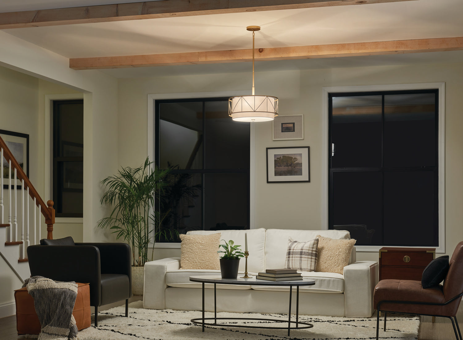 Kichler - 52075CLG - Three Light Pendant/Semi Flush - Birkleigh - Classic Gold