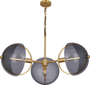 Robert Abbey - 603 - Three Light Chandelier - Mavisten Edition Copernica - Lacquered Burnished Brass w/Smoked Glass Shade
