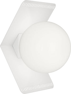 Robert Abbey - W635 - One Light Wall Sconce - Jonathan Adler Rio - Satin White Powder Coat w/White Glass Shade