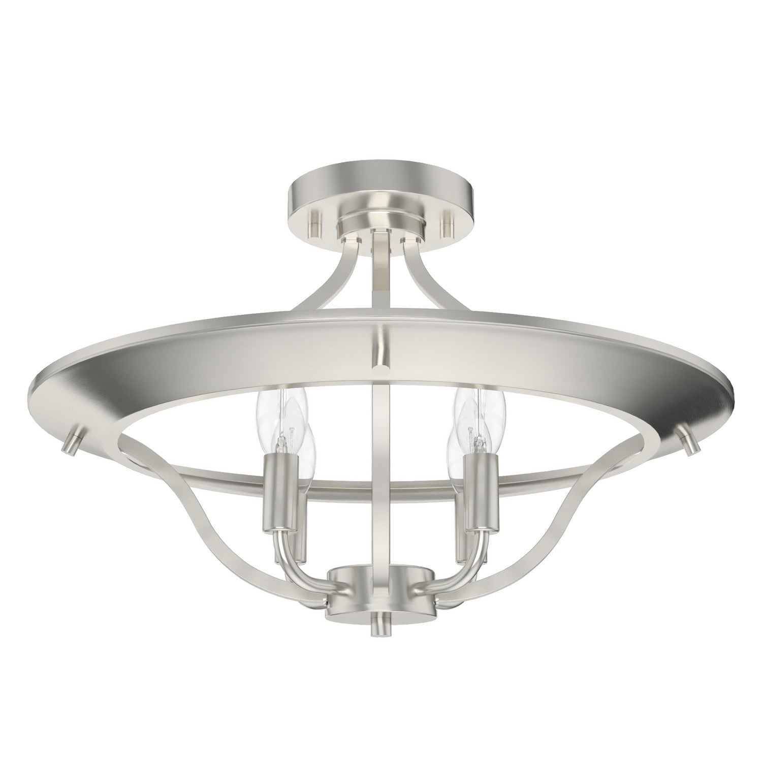Hunter - 19423 - Four Light Flush Mount - Perch Point - Brushed Nickel
