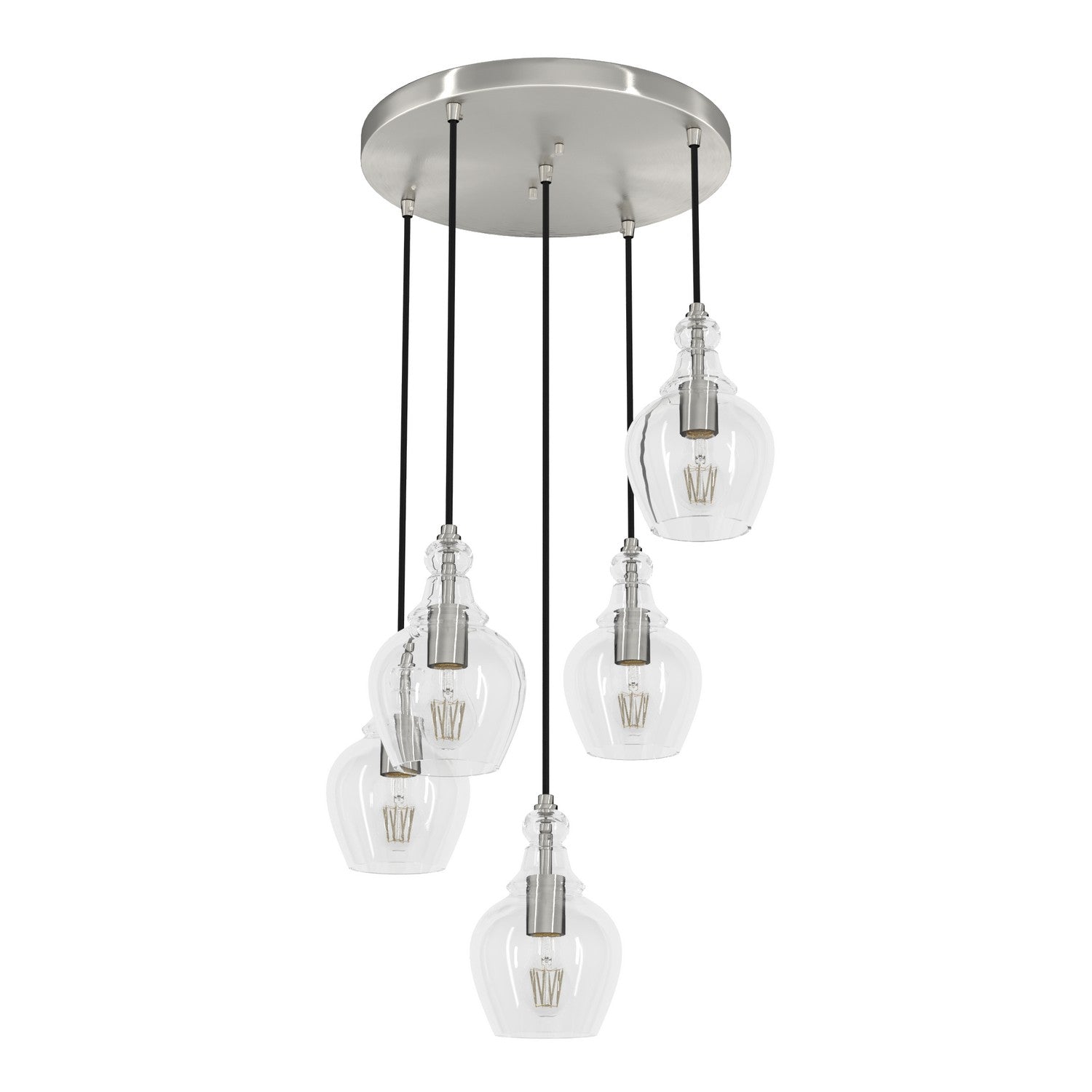 Hunter - 19899 - Five Light Pendant - Maple Park - Brushed Nickel