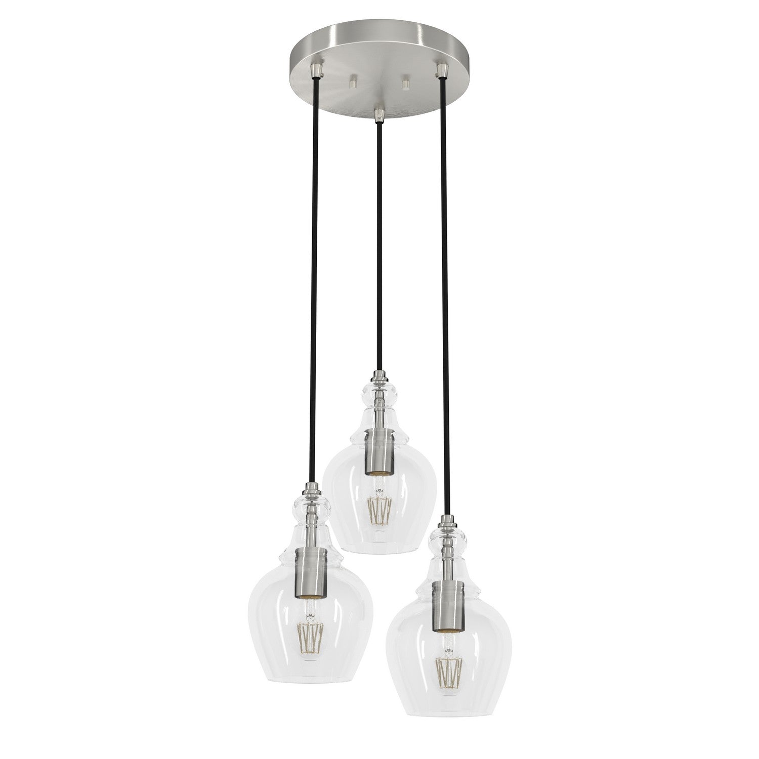 Hunter - 19992 - Three Light Pendant - Maple Park - Brushed Nickel