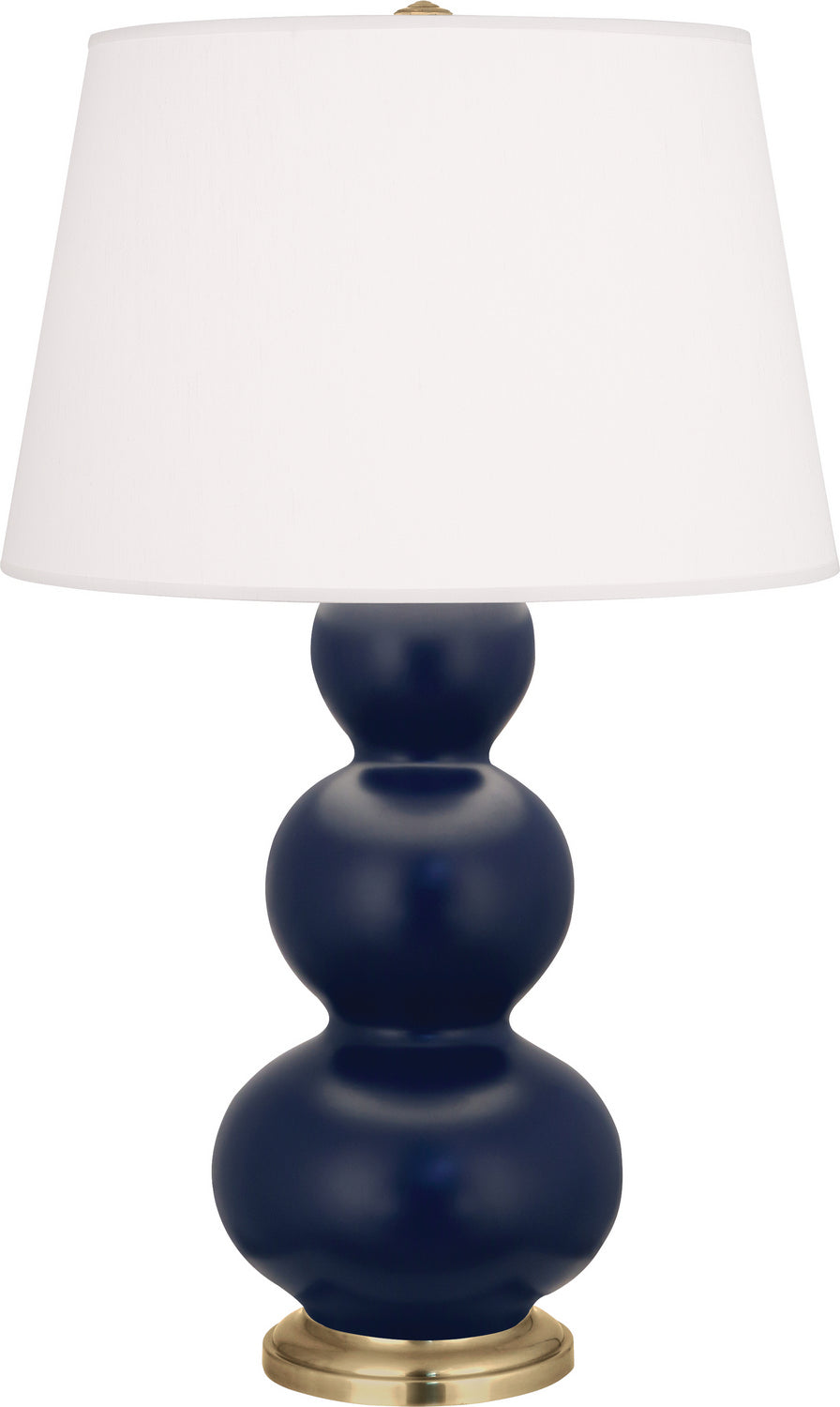 Robert Abbey - MMB40 - One Light Table Lamp - Triple Gourd - Matte Midnight Blue Glazed Ceramic w/Antique Natural Brass