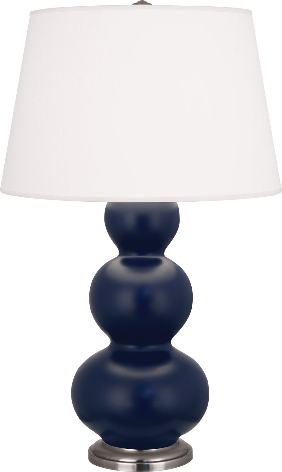 Robert Abbey - MMB42 - One Light Table Lamp - Triple Gourd - Matte Midnight Blue Glazed Ceramic w/Antique Silver