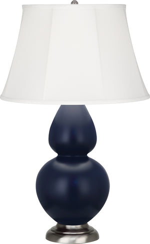 Robert Abbey - MMB58 - One Light Table Lamp - Double Gourd - Matte Midnight Blue Glazed Ceramic w/Antique Silver