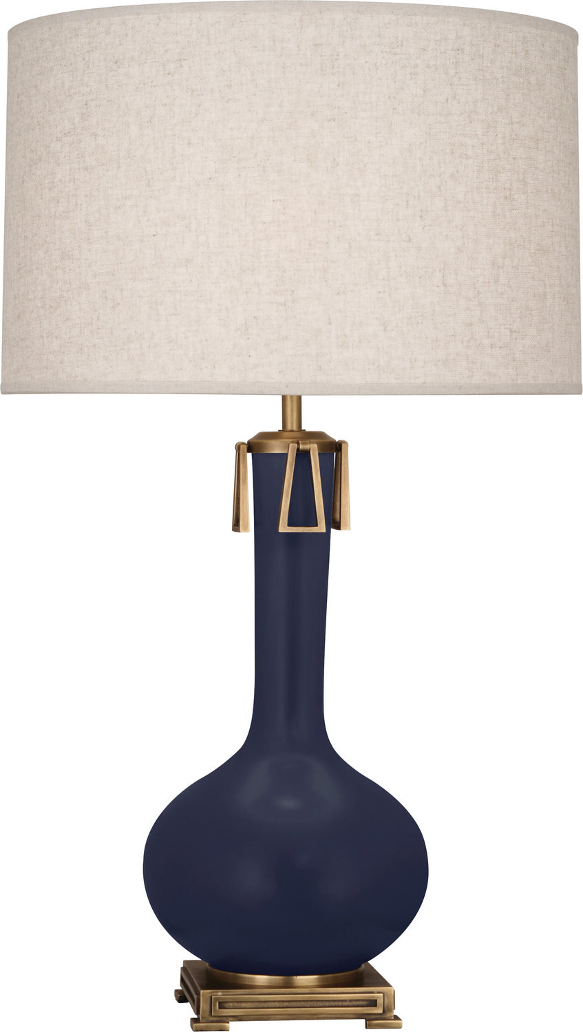 Robert Abbey - MMB92 - One Light Table Lamp - Athena - Matte Midnight Blue Glazed Ceramic w/Aged Brass