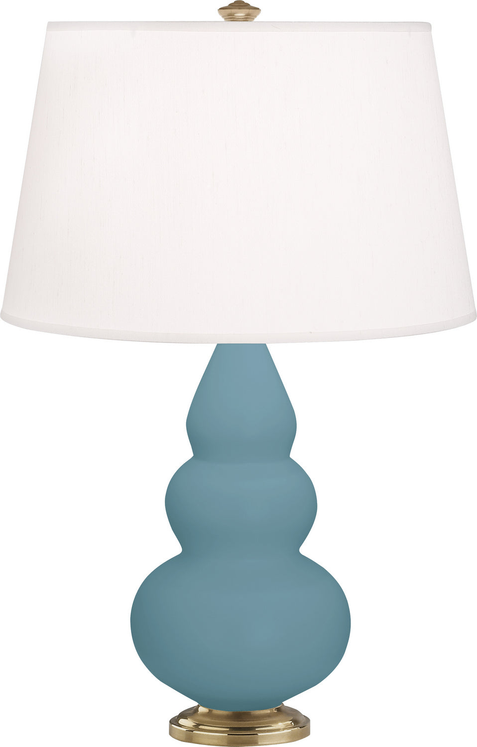 Robert Abbey - MOB30 - One Light Accent Lamp - Small Triple Gourd - Matte Steel Blue Glazed Ceramic w/Antique Natural Brass