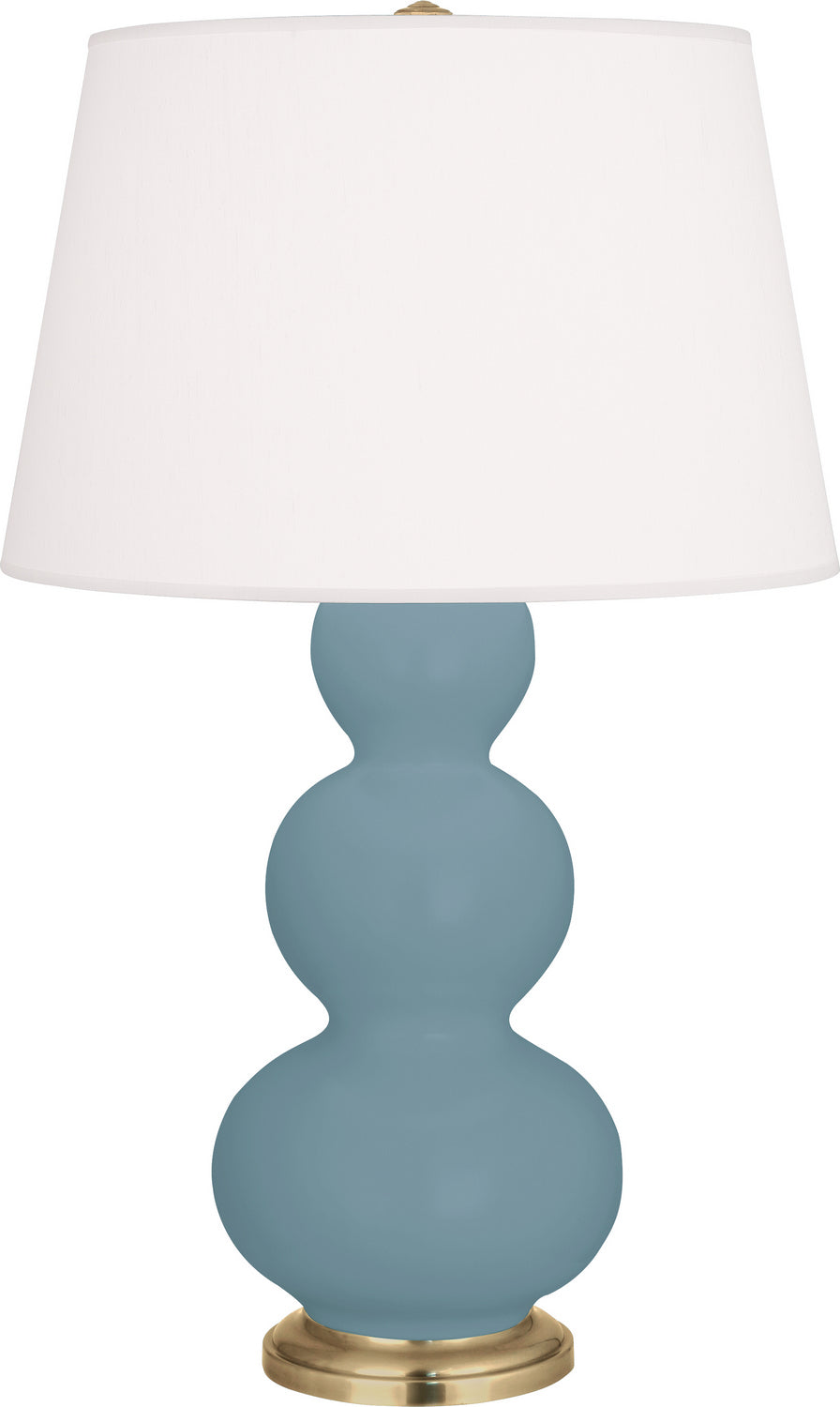 Robert Abbey - MOB40 - One Light Table Lamp - Triple Gourd - Matte Steel Blue Glazed Ceramic w/Antique Natural Brass