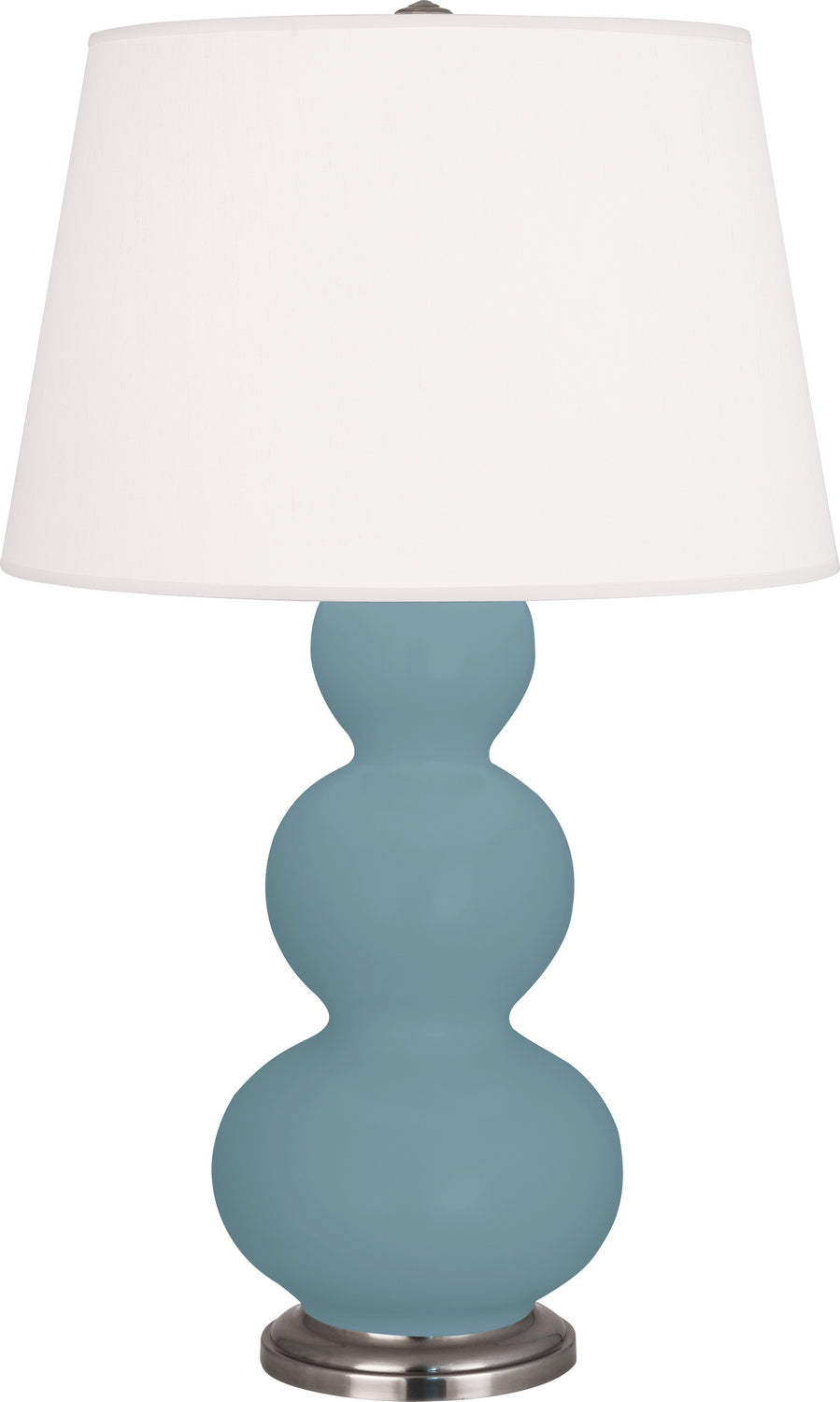 Robert Abbey - MOB42 - One Light Table Lamp - Triple Gourd - Matte Steel Blue Glazed Ceramic w/Antique Silver