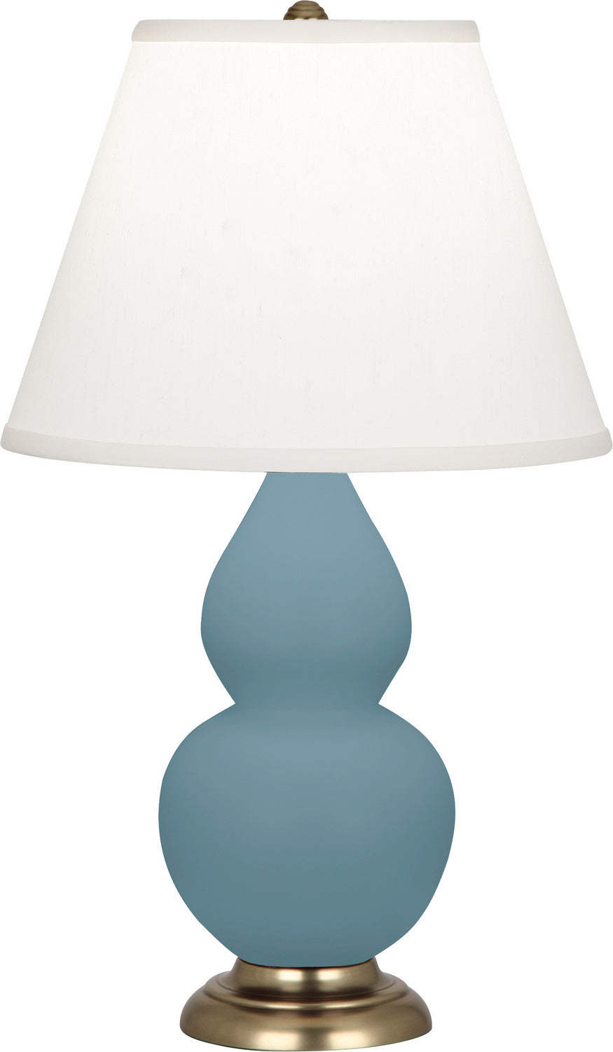 Robert Abbey - MOB50 - One Light Accent Lamp - Small Double Gourd - Matte Steel Blue Glazed Ceramic w/Antique Brass