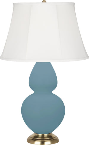 Robert Abbey - MOB54 - One Light Table Lamp - Double Gourd - Matte Steel Blue Glazed Ceramic w/Antique Brass