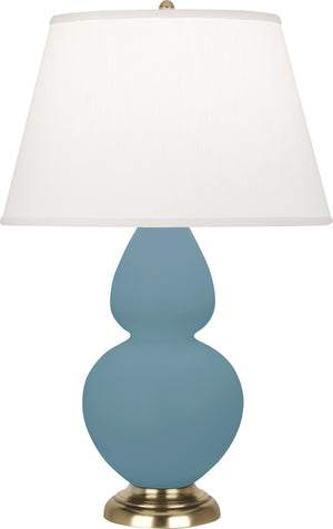 Robert Abbey - MOB55 - One Light Table Lamp - Double Gourd - Matte Steel Blue Glazed Ceramic w/Antique Brass