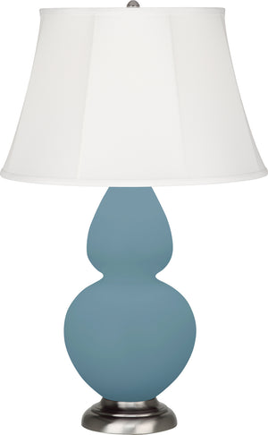 Robert Abbey - MOB58 - One Light Table Lamp - Double Gourd - Matte Steel Blue Glazed Ceramic w/Antique Silver