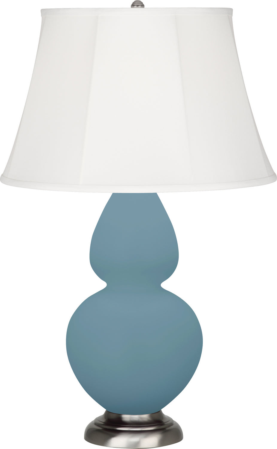 Robert Abbey - MOB58 - One Light Table Lamp - Double Gourd - Matte Steel Blue Glazed Ceramic w/Antique Silver