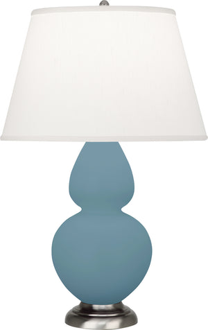 Robert Abbey - MOB59 - One Light Table Lamp - Double Gourd - Matte Steel Blue Glazed Ceramic w/Antique Silver