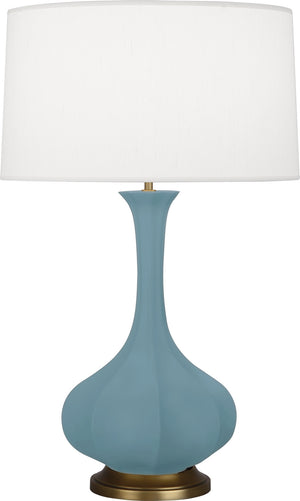 Robert Abbey - MOB94 - One Light Table Lamp - Pike - Matte Steel Blue Glazed Ceramic w/Aged Brass