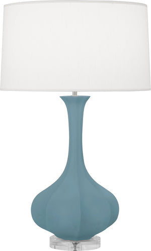 Robert Abbey - MOB96 - One Light Table Lamp - Pike - Matte Steel Blue Glazed Ceramic w/Lucite Base