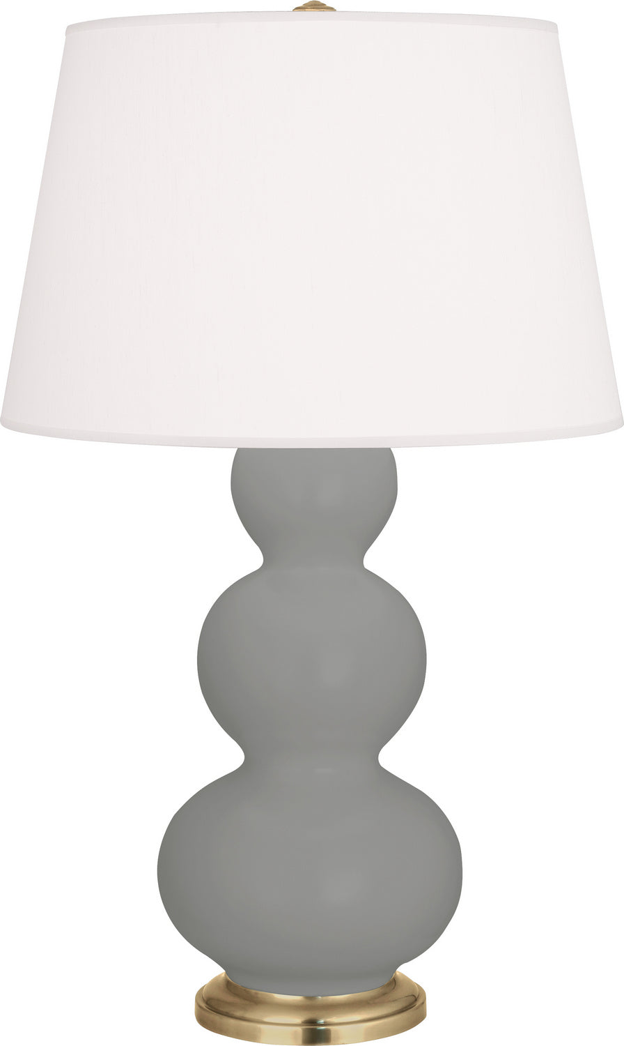 Robert Abbey - MST40 - One Light Table Lamp - Triple Gourd - Matte Smokey Taupe Glazed Ceramic w/Antique Natural Brass