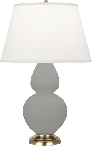 Robert Abbey - MST55 - One Light Table Lamp - Double Gourd - Matte Smoky Taupe Glazed Ceramic w/Antique Natural Brass