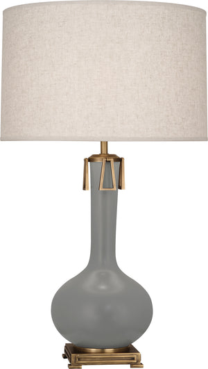 Robert Abbey - MST92 - One Light Table Lamp - Athena - Matte Smokey Taupe Glazed Ceramic w/Aged Brass