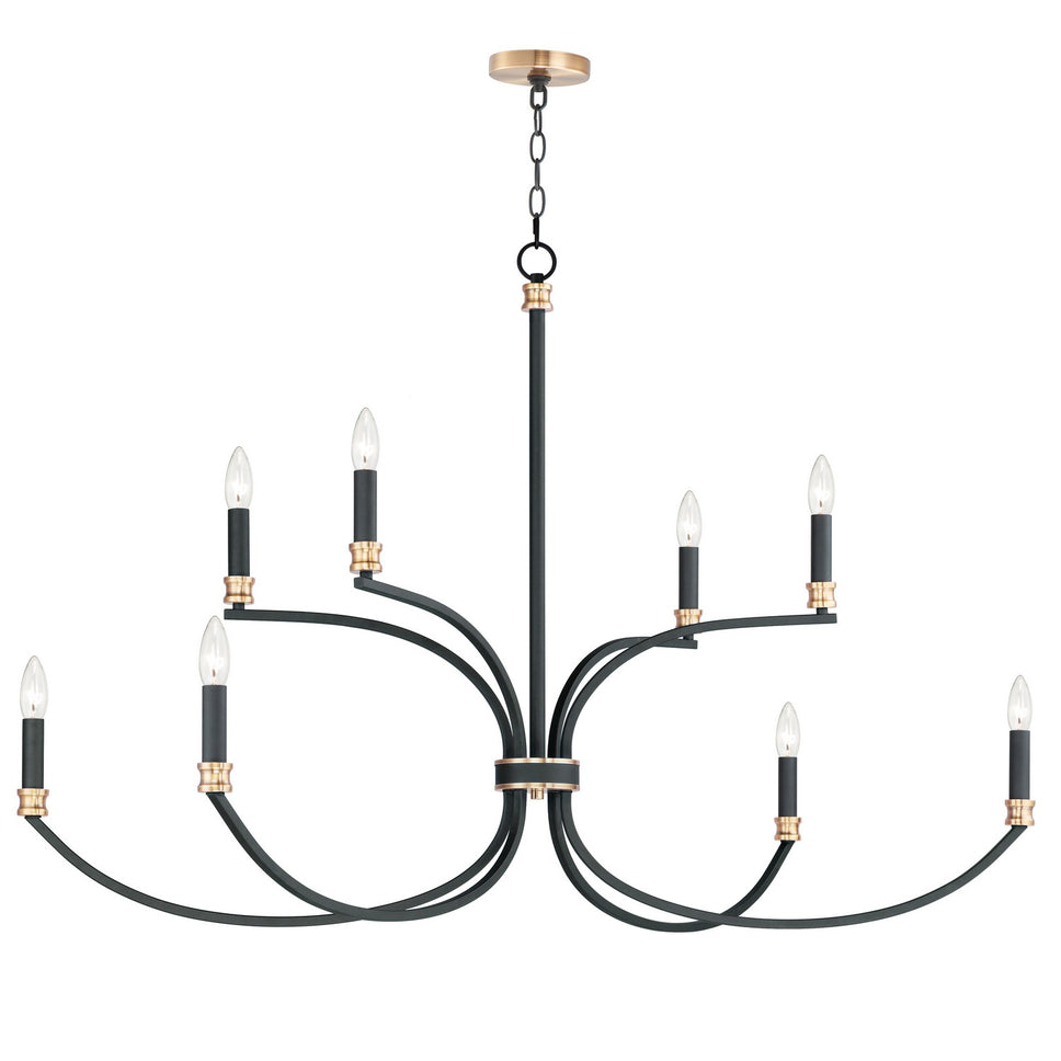 Maxim - 11378BKAB - Eight Light Chandelier - Charlton - Black / Antique Brass