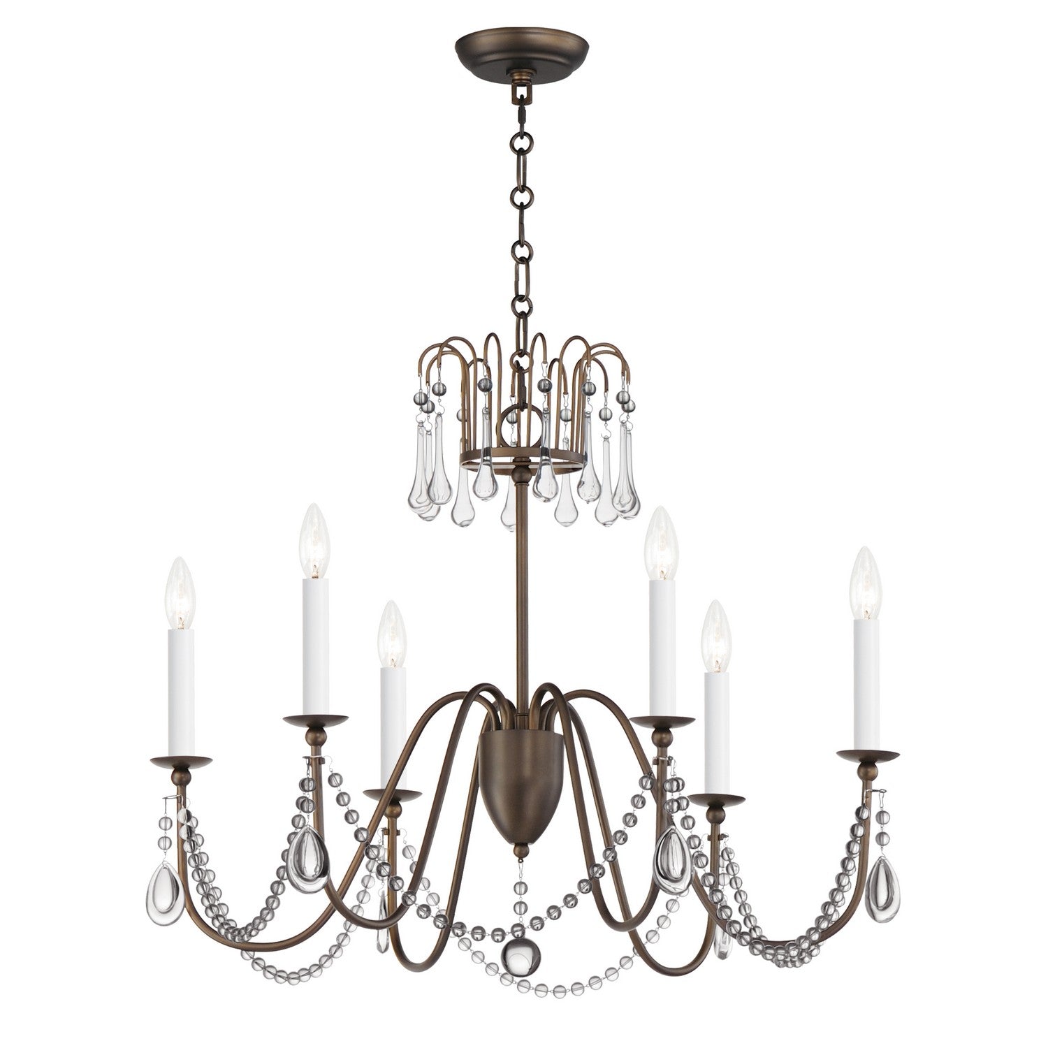 Maxim - 12166CHB/CRY - Six Light Chandelier - Plumette - Chestnut Bronze