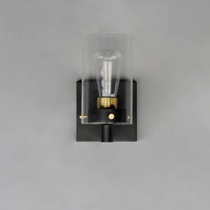 Maxim - 12401CLBKSBR - One Light Wall Sconce - Pinn - Black / Satin Brass