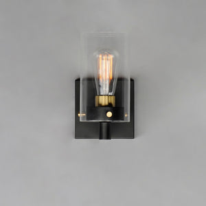 Maxim - 12401CLBKSBR - One Light Wall Sconce - Pinn - Black / Satin Brass