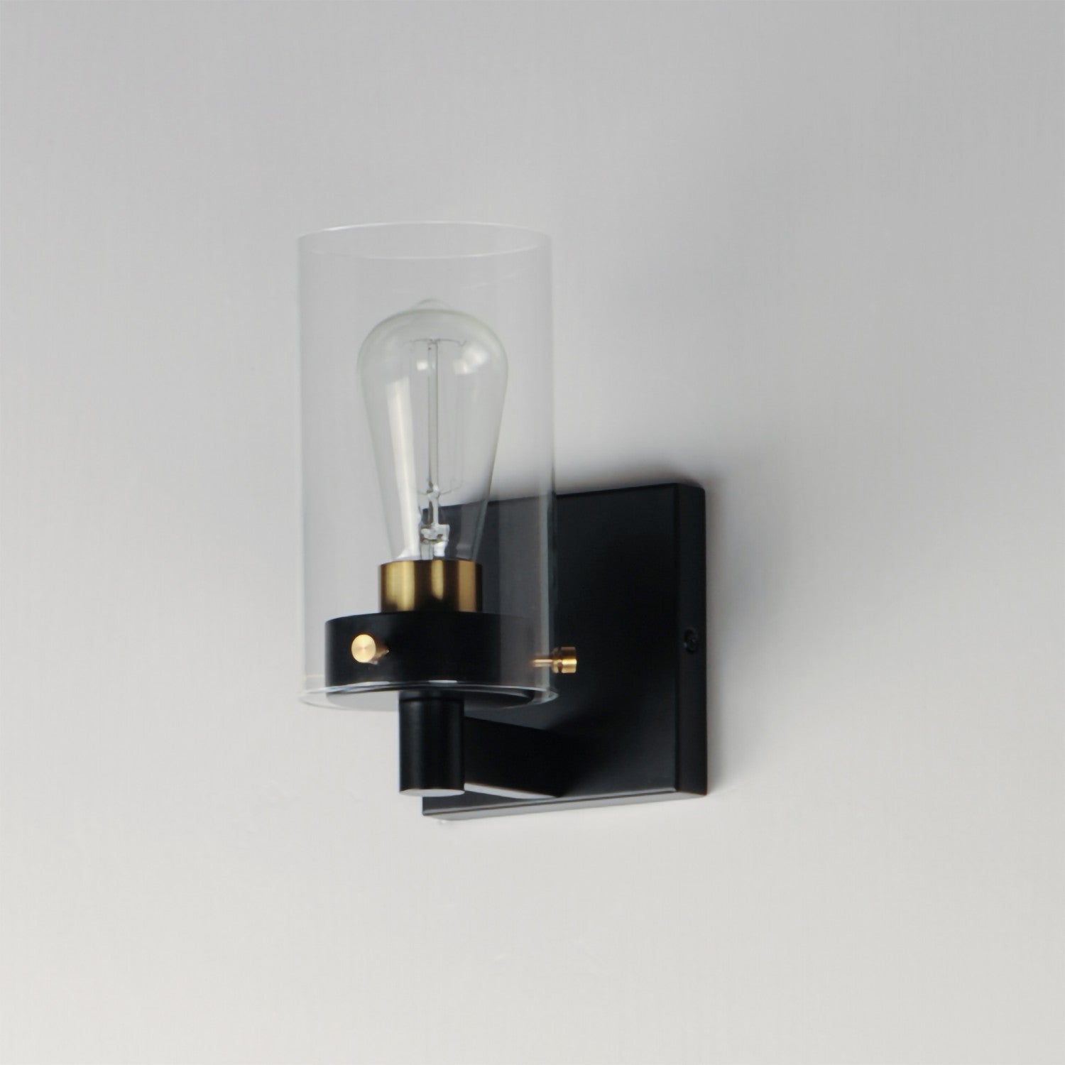 Maxim - 12401CLBKSBR - One Light Wall Sconce - Pinn - Black / Satin Brass