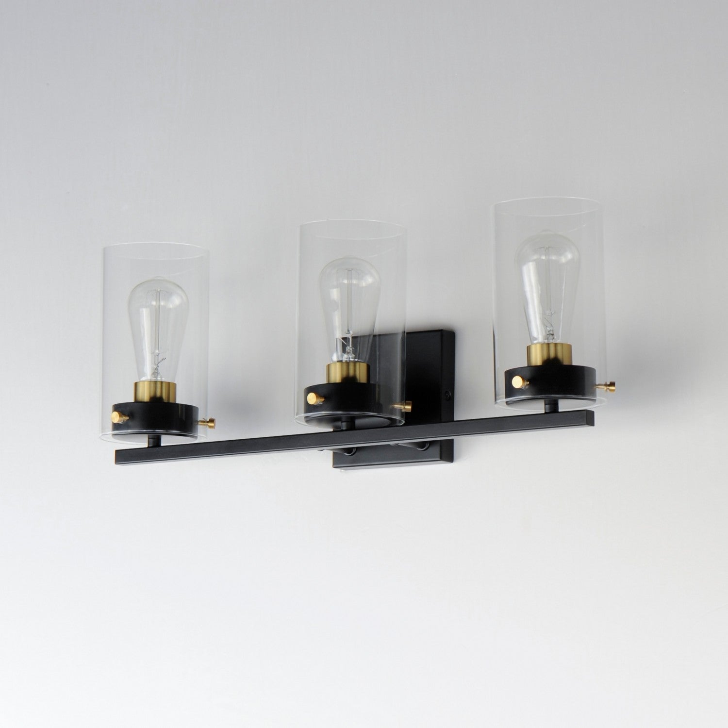 Maxim - 12403CLBKSBR - Three Light Bath Vanity - Pinn - Black / Satin Brass