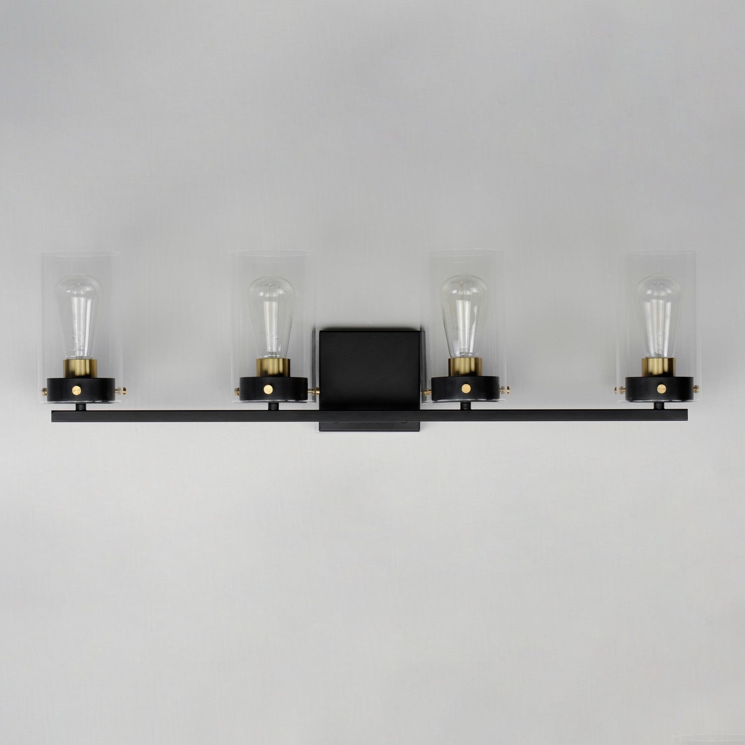 Maxim - 12404CLBKSBR - Four Light Bath Vanity - Pinn - Black / Satin Brass