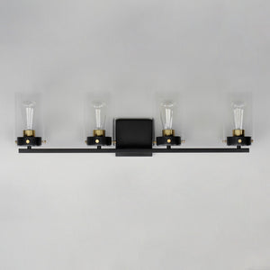 Maxim - 12404CLBKSBR - Four Light Bath Vanity - Pinn - Black / Satin Brass