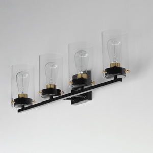 Maxim - 12404CLBKSBR - Four Light Bath Vanity - Pinn - Black / Satin Brass