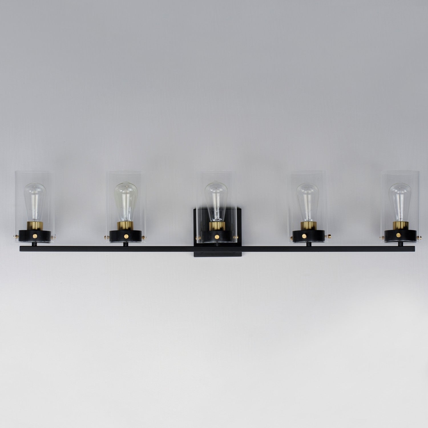 Maxim - 12405CLBKSBR - Five Light Bath Vanity - Pinn - Black / Satin Brass