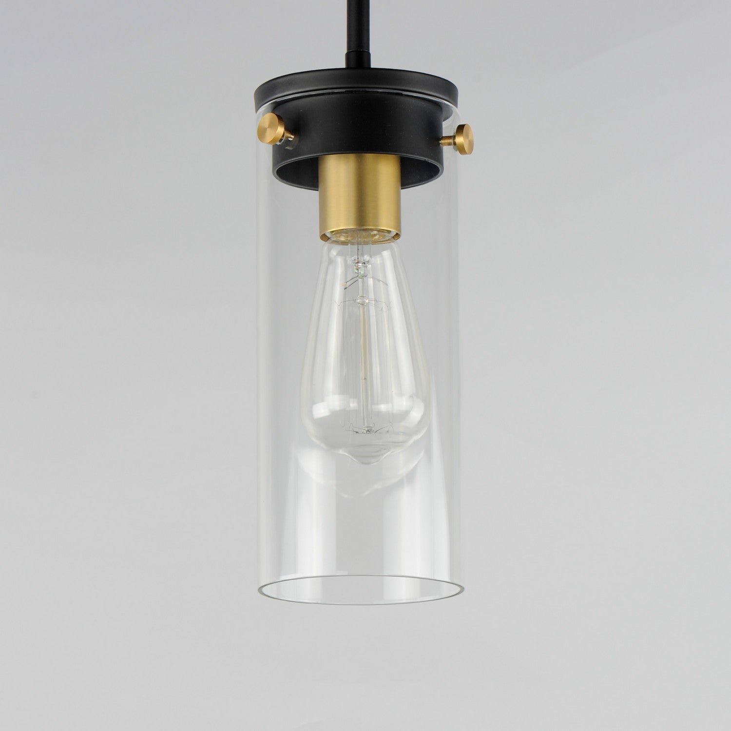 Maxim - 12406CLBKSBR - One Light Mini Pendant - Pinn - Black / Satin Brass