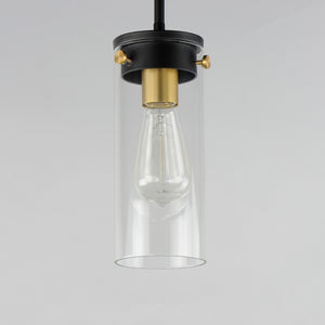 Maxim - 12406CLBKSBR - One Light Mini Pendant - Pinn - Black / Satin Brass