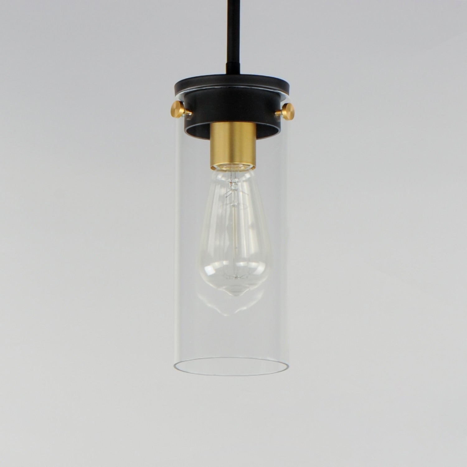 Maxim - 12406CLBKSBR - One Light Mini Pendant - Pinn - Black / Satin Brass