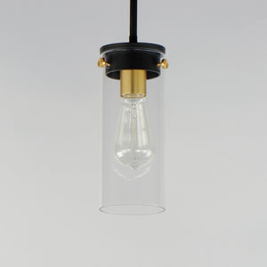 Maxim - 12406CLBKSBR - One Light Mini Pendant - Pinn - Black / Satin Brass