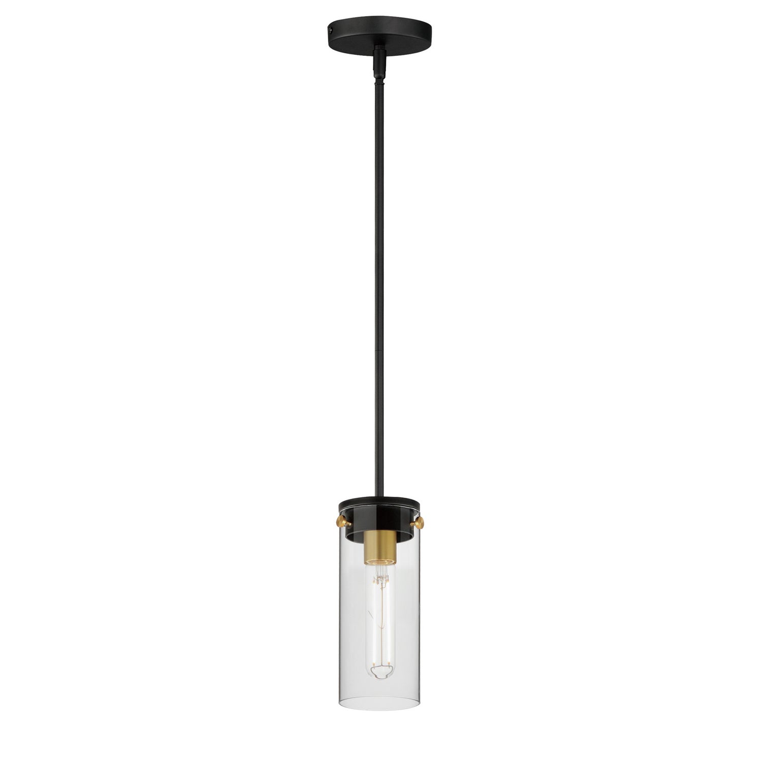 Maxim - 12406CLBKSBR - One Light Mini Pendant - Pinn - Black / Satin Brass