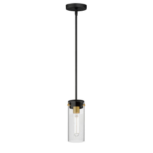 Maxim - 12406CLBKSBR - One Light Mini Pendant - Pinn - Black / Satin Brass