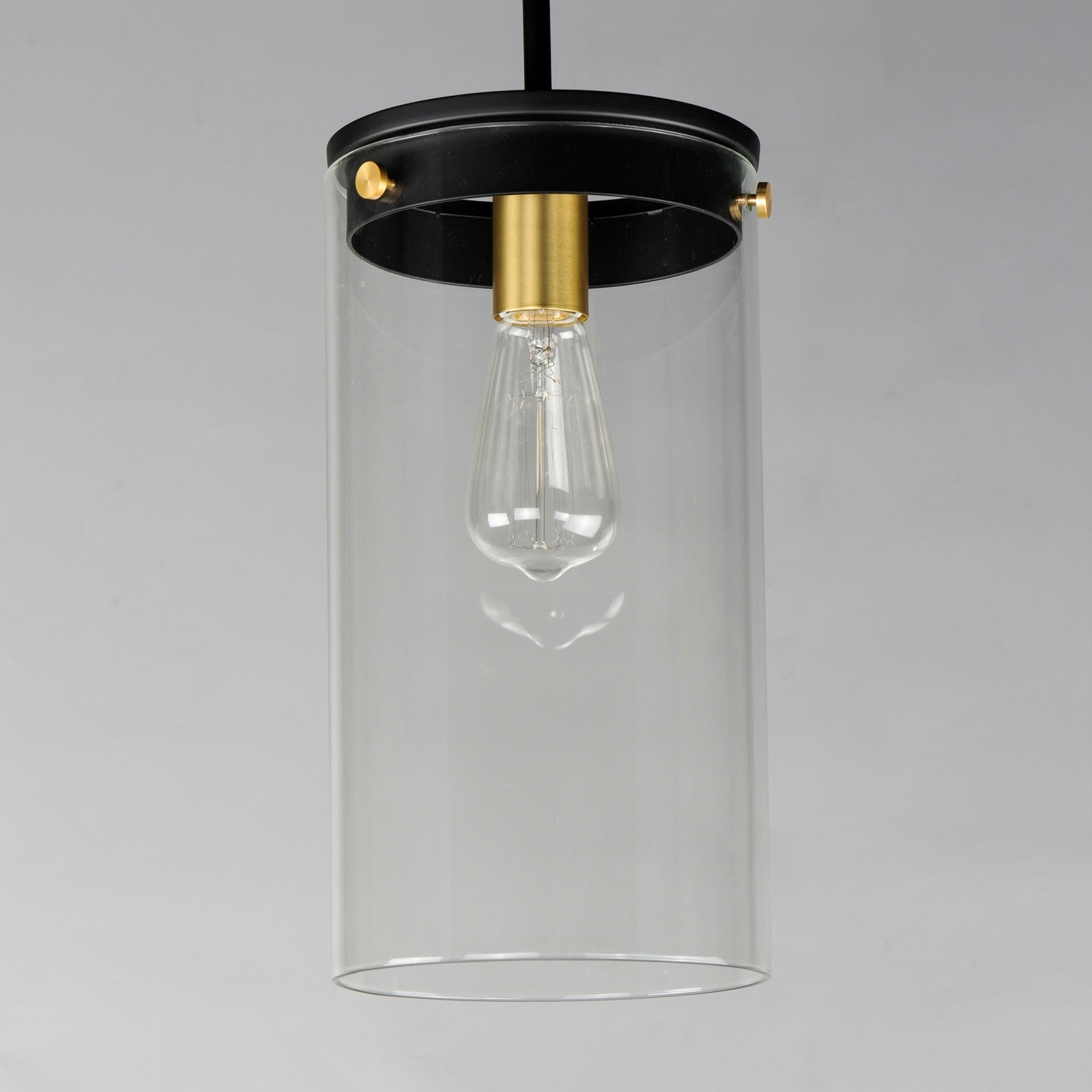 Maxim - 12408CLBKSBR - One Light Pendant - Pinn - Black / Satin Brass