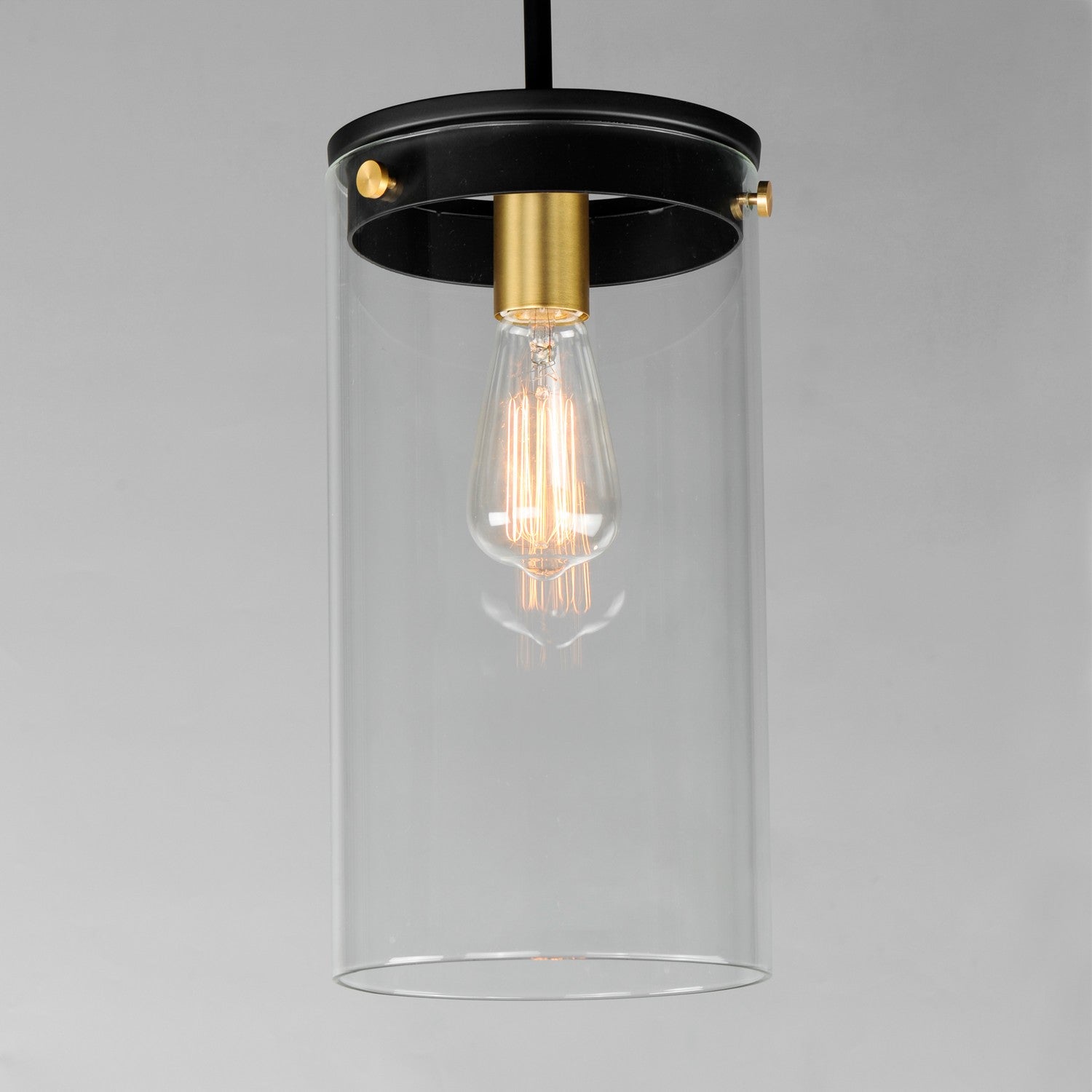 Maxim - 12408CLBKSBR - One Light Pendant - Pinn - Black / Satin Brass