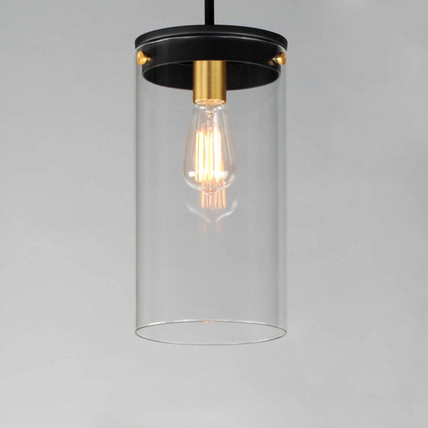 Maxim - 12408CLBKSBR - One Light Pendant - Pinn - Black / Satin Brass