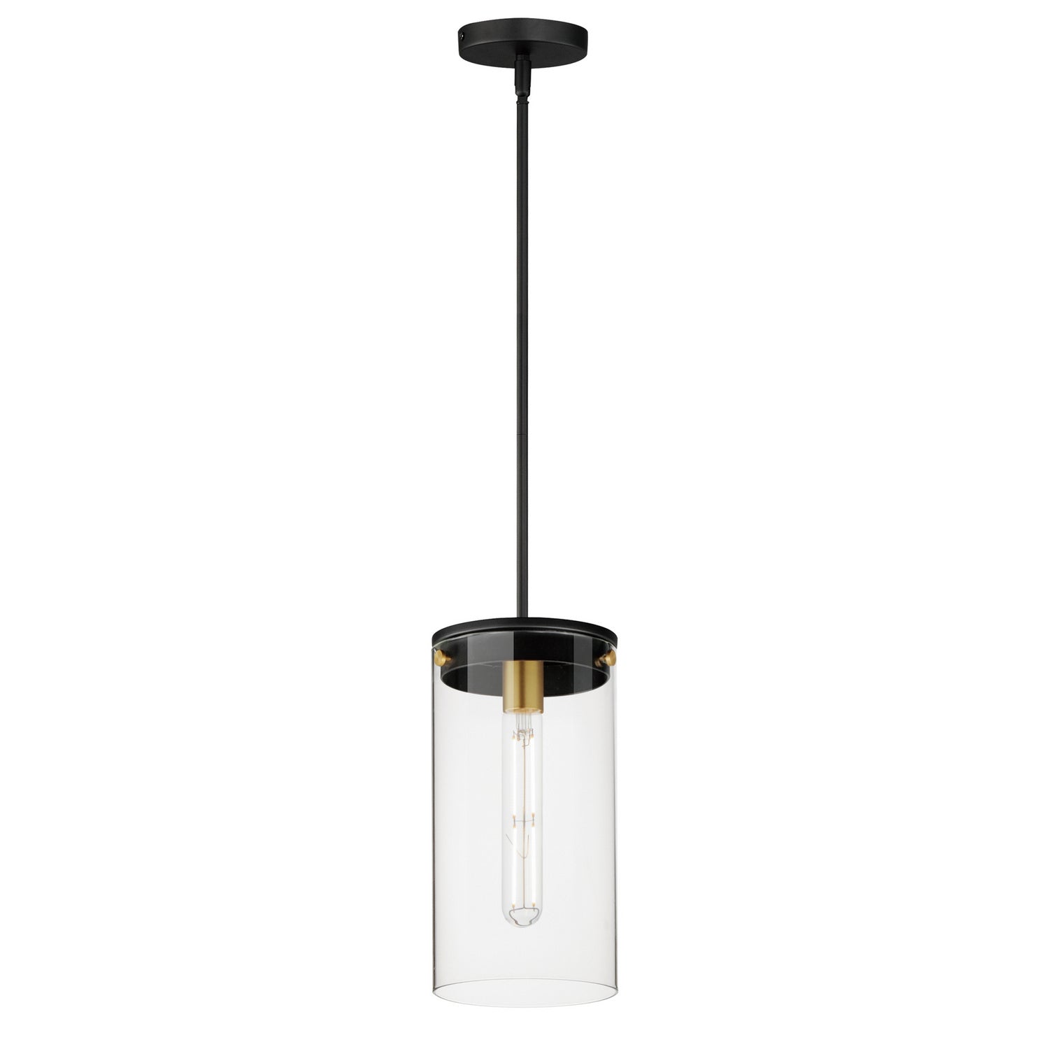 Maxim - 12408CLBKSBR - One Light Pendant - Pinn - Black / Satin Brass