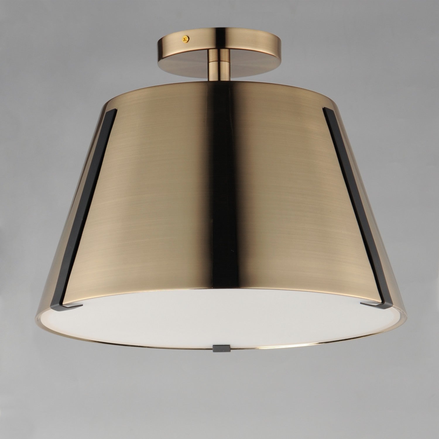 Maxim - 25170DBZHR - LED Semi Flush Mount - Carlo - Dark Bronze, Leather, Heritage Brass