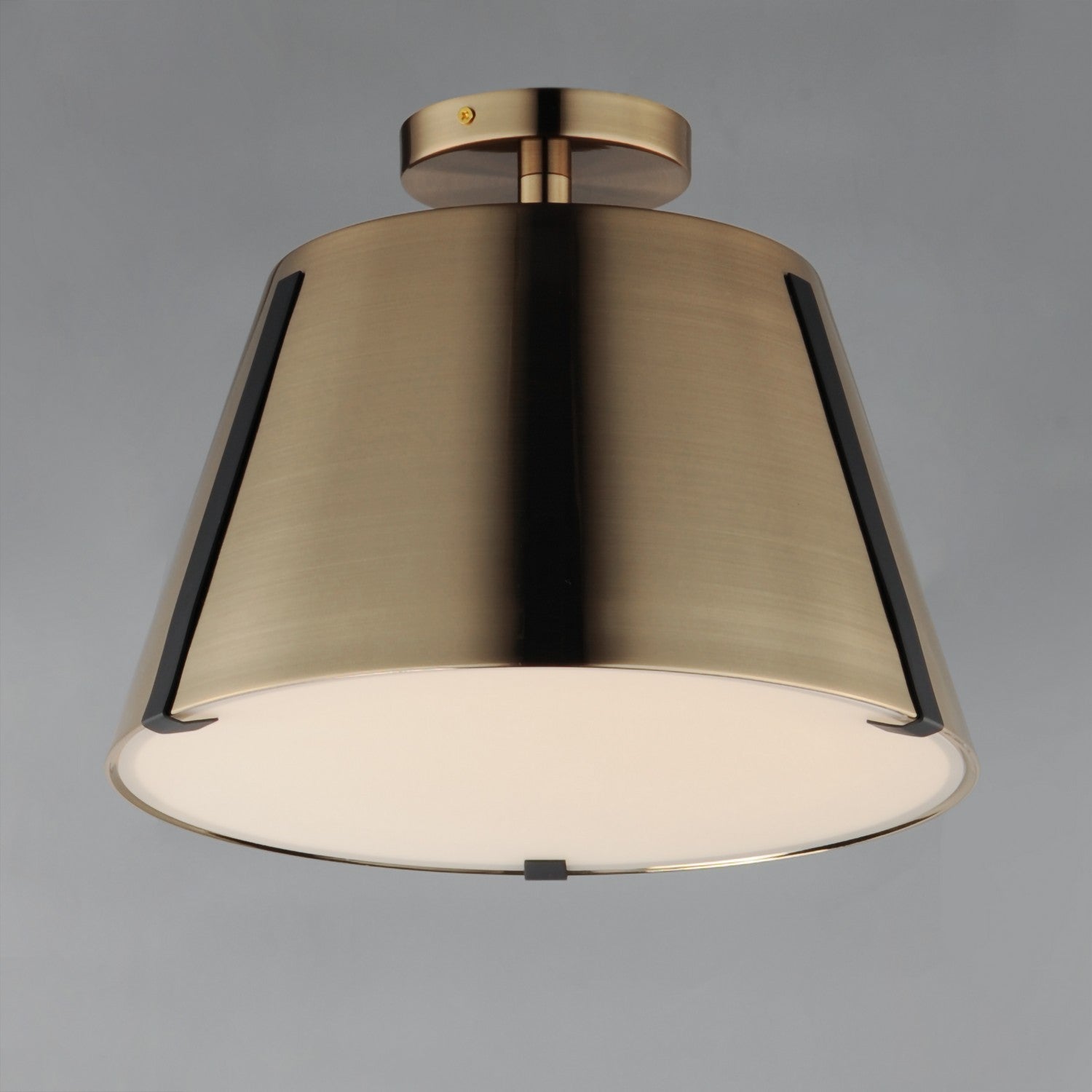 Maxim - 25170DBZHR - LED Semi Flush Mount - Carlo - Dark Bronze, Leather, Heritage Brass