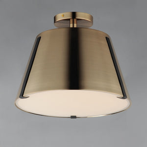 Maxim - 25170DBZHR - LED Semi Flush Mount - Carlo - Dark Bronze, Leather, Heritage Brass