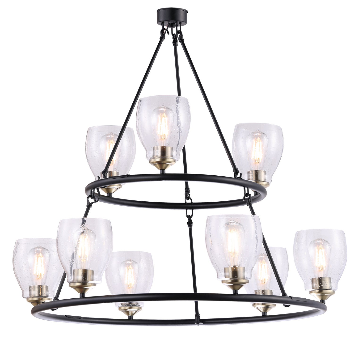 Minka-Lavery - 2439-878 - Nine Light Chandelier - Winsley - Coal w/Stained Brass