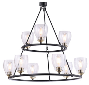 Minka-Lavery - 2439-878 - Nine Light Chandelier - Winsley - Coal w/Stained Brass